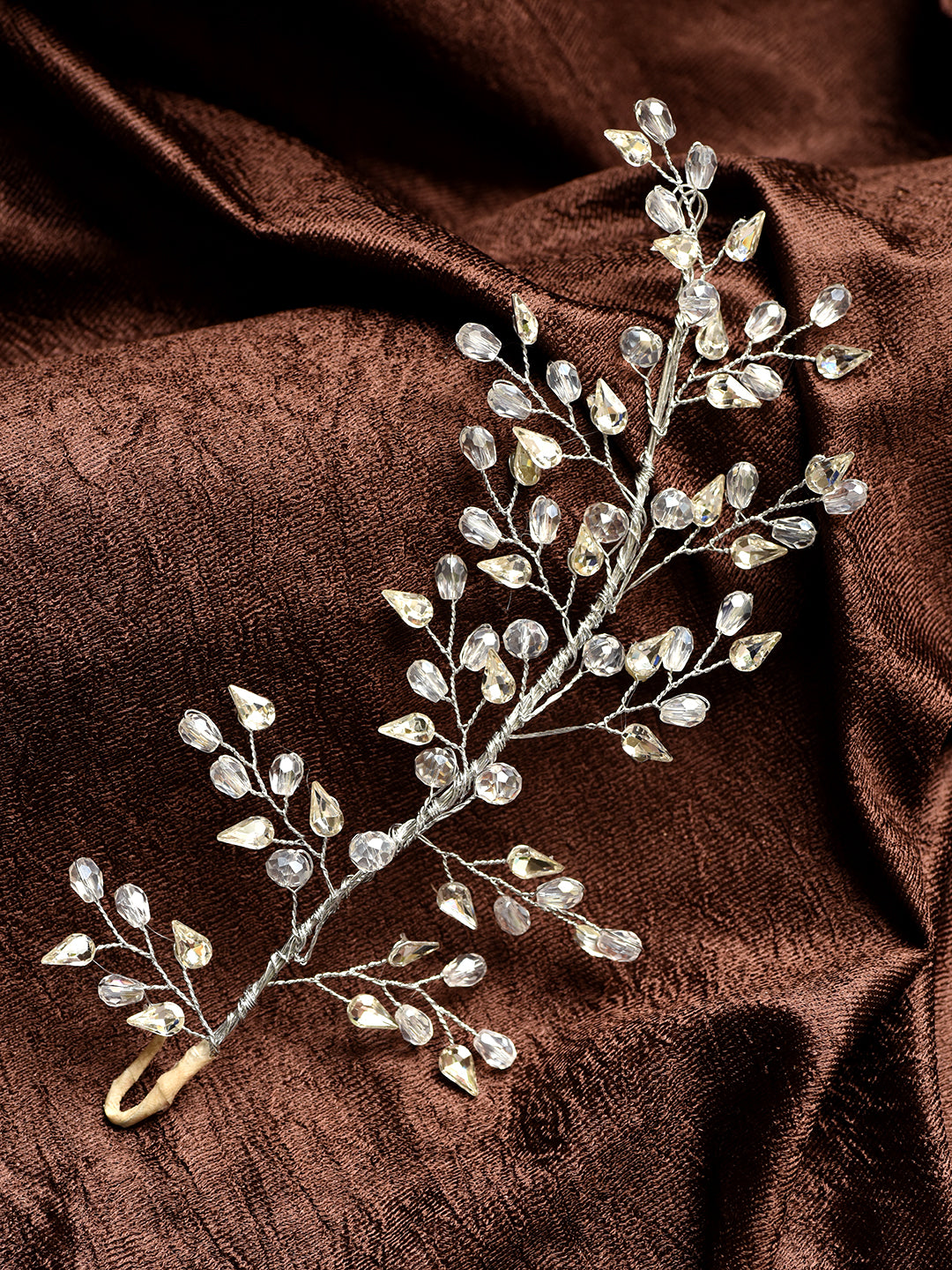 Silver Toned White Pearl Embellished Tiara For Girls & Women, zaveri pearls, sale price rs, sale price, sale gold plated, sale gold, sale, rubans, ring, regular price, priyassi jewellery, kus